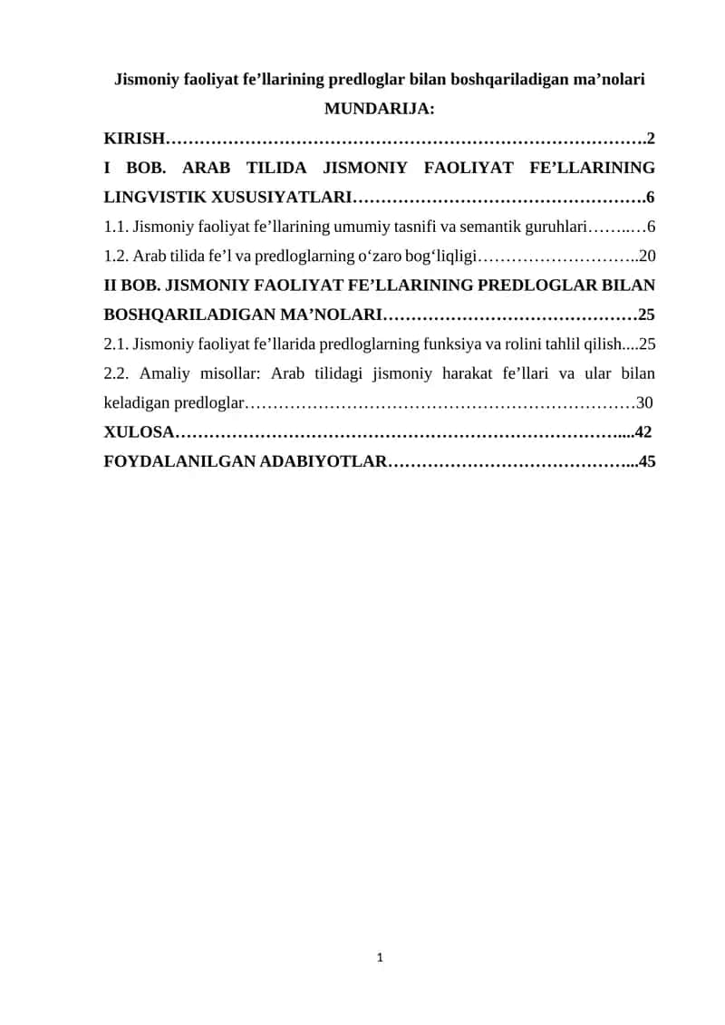 Jismoniy faoliyat fe’llarining predloglar bilan boshqariladigan ma’nolari