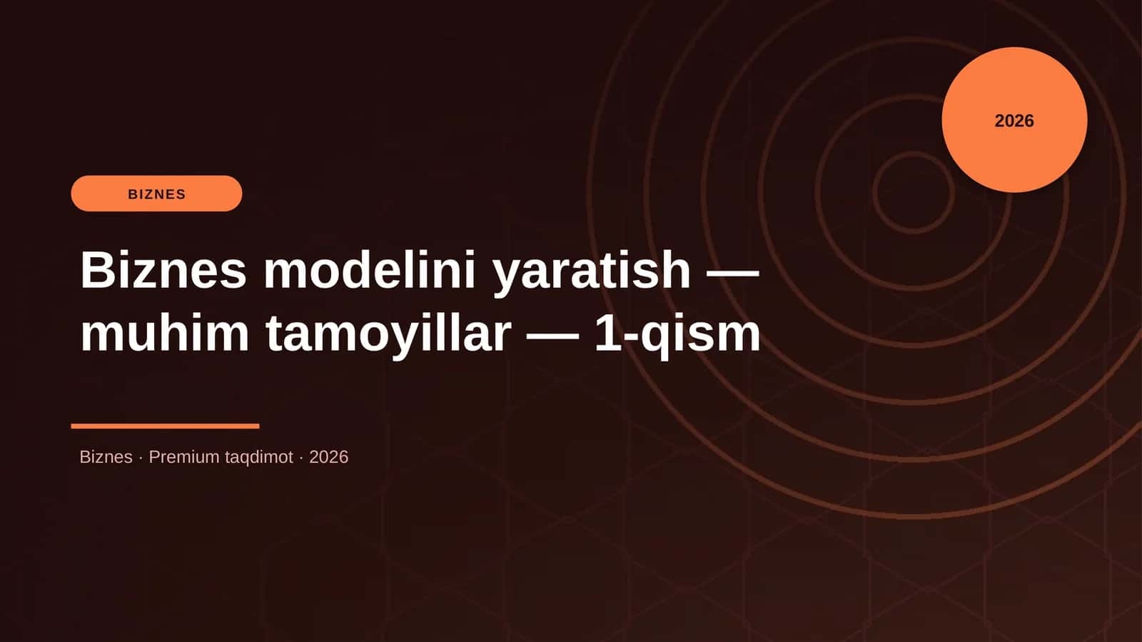 Biznes modelini yaratish — muhim tamoyillar — 1-qism