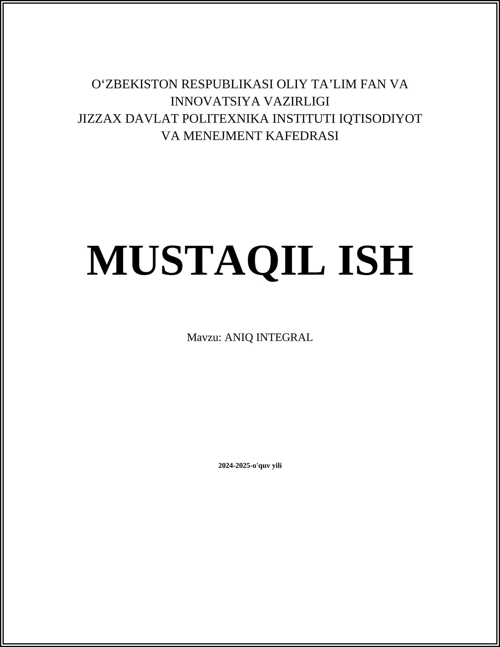 ANIQ INTEGRAL