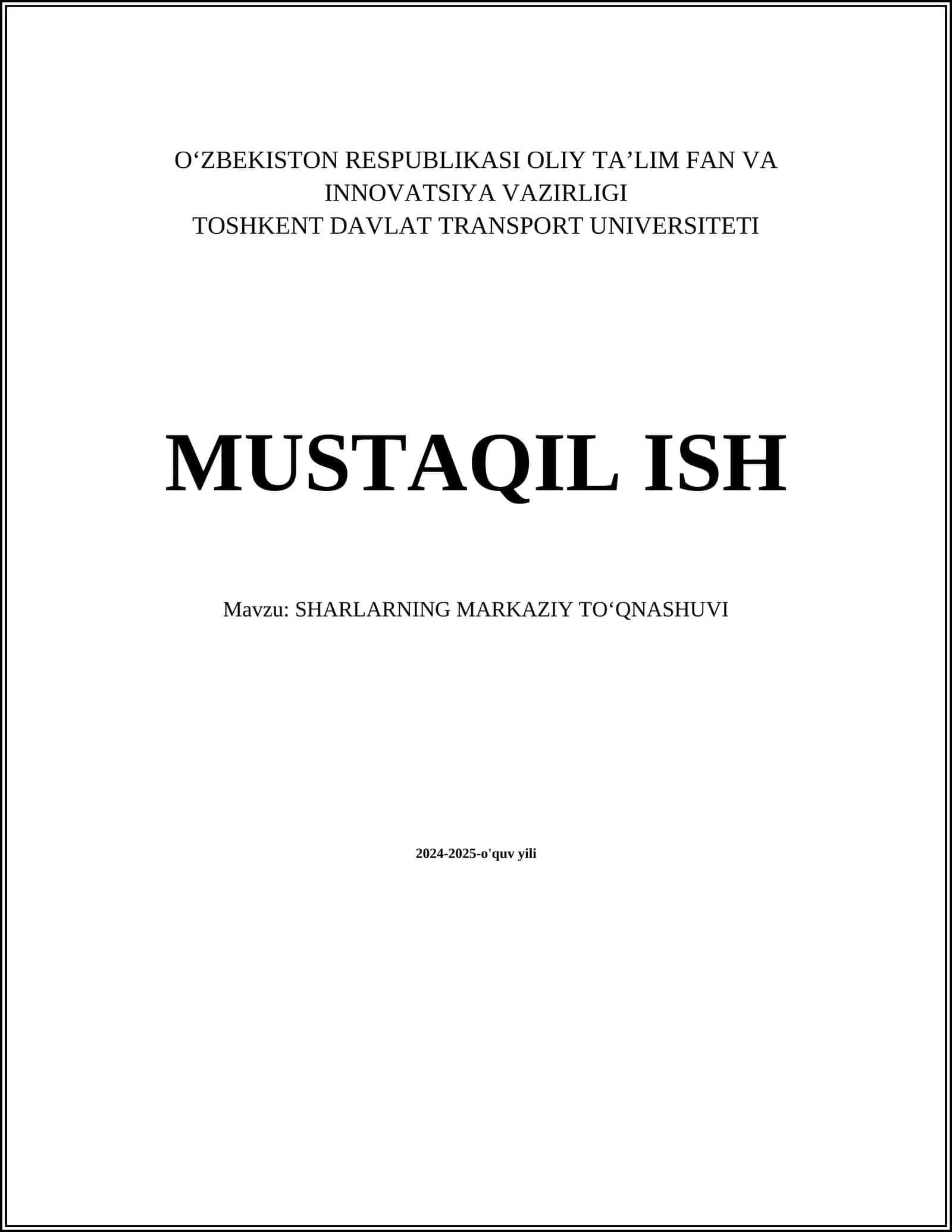 SHARLARNING MARKAZIY TOʻQNASHUVI