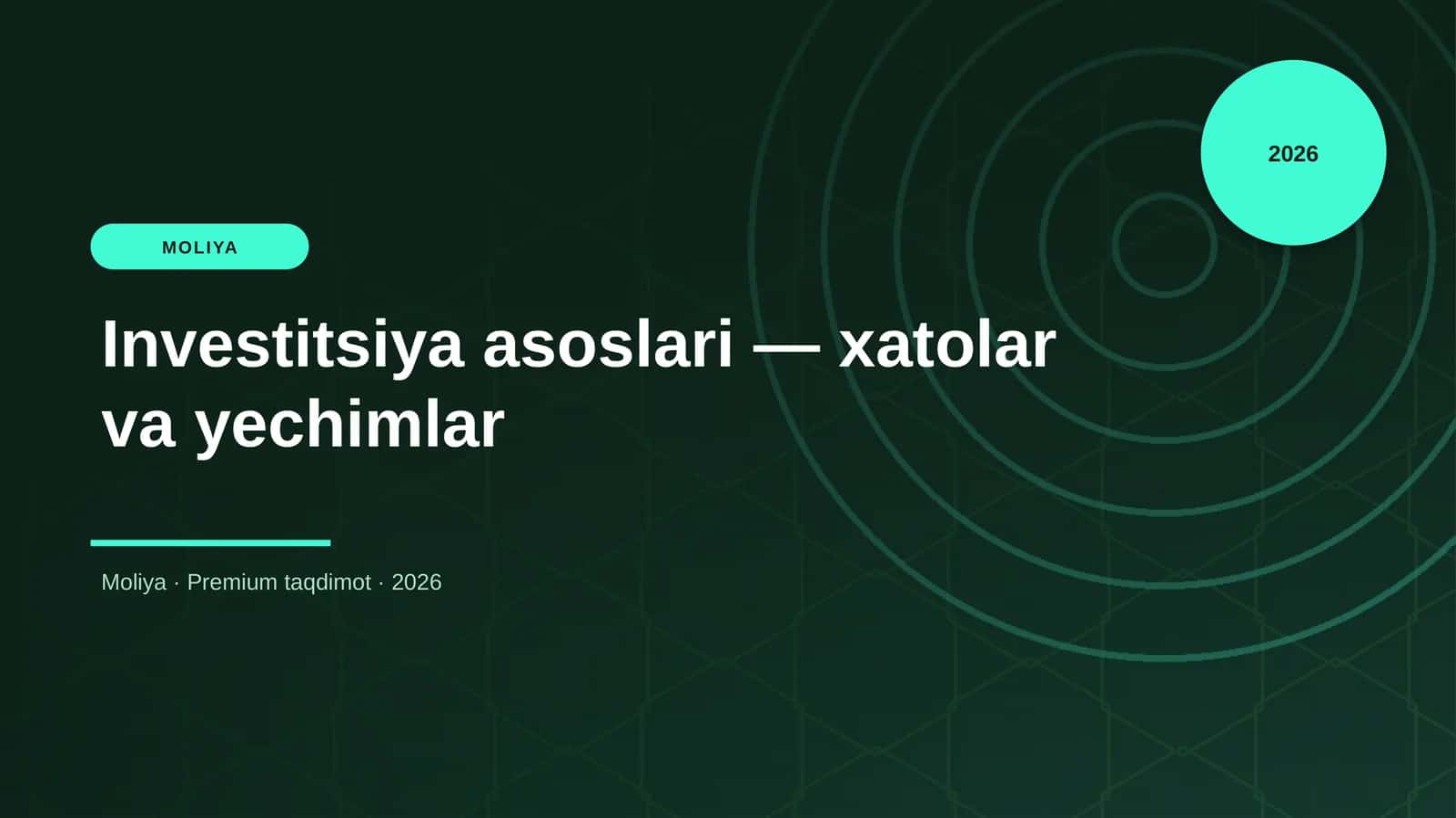 Investitsiya asoslari — xatolar va yechimlar