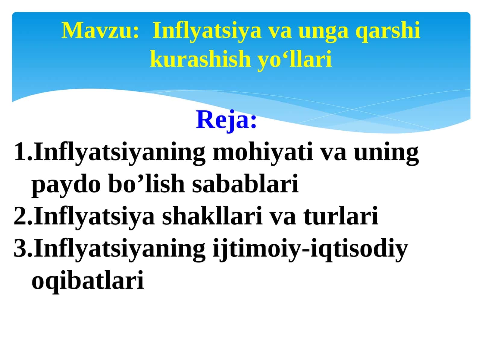 Inflyatsiya va unga qarshi kurashish yo‘llari