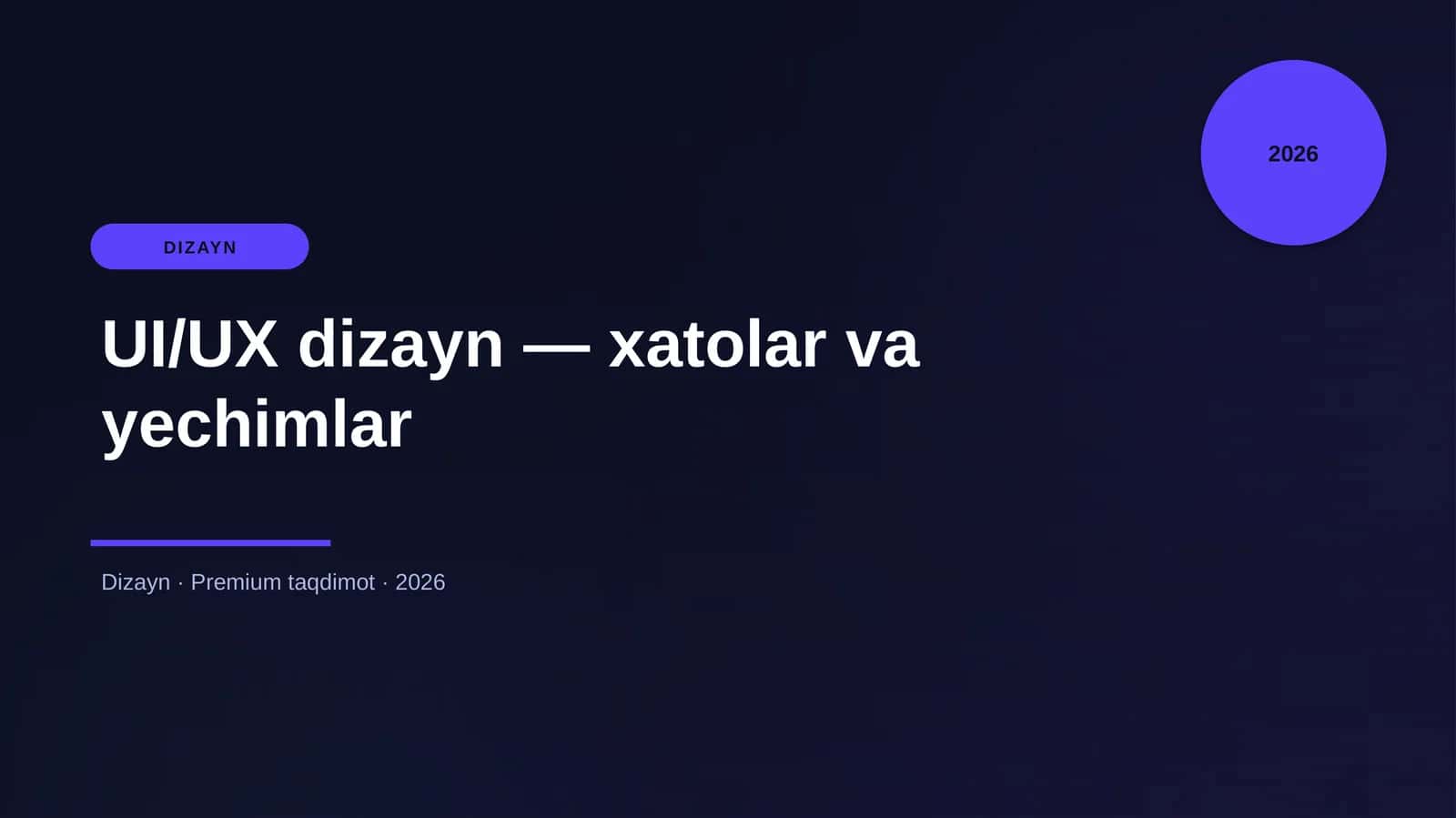 UI/UX dizayn — xatolar va yechimlar