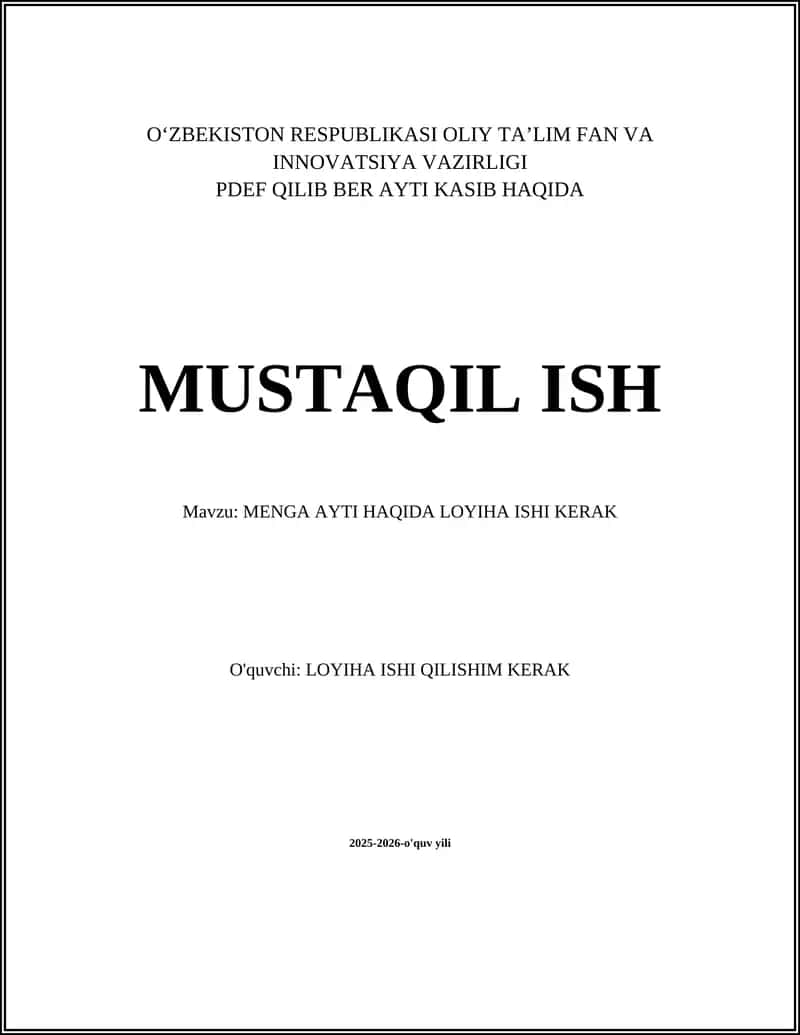 MENGA AYTI HAQIDA LOYIHA ISHI KERAK