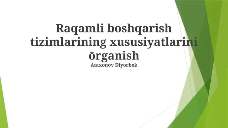 Raqamli boshqaruv tizimlari