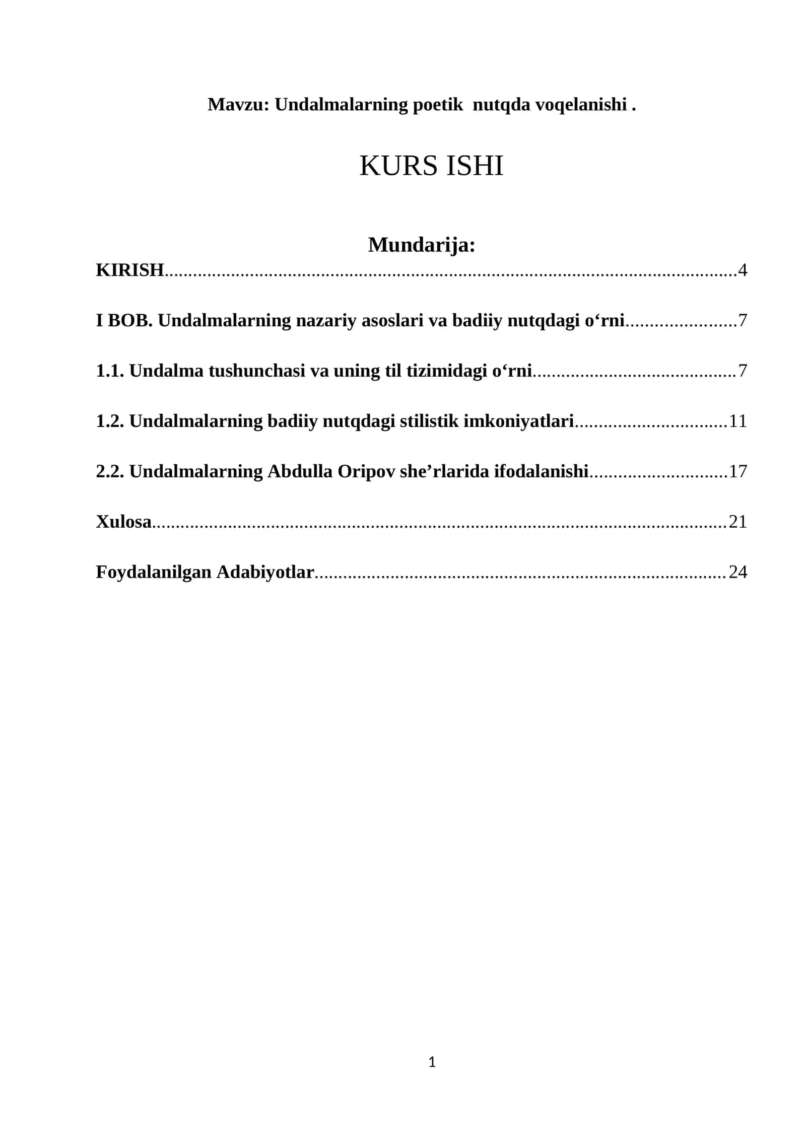 Undalmalarning poetik nutqda voqelanishi