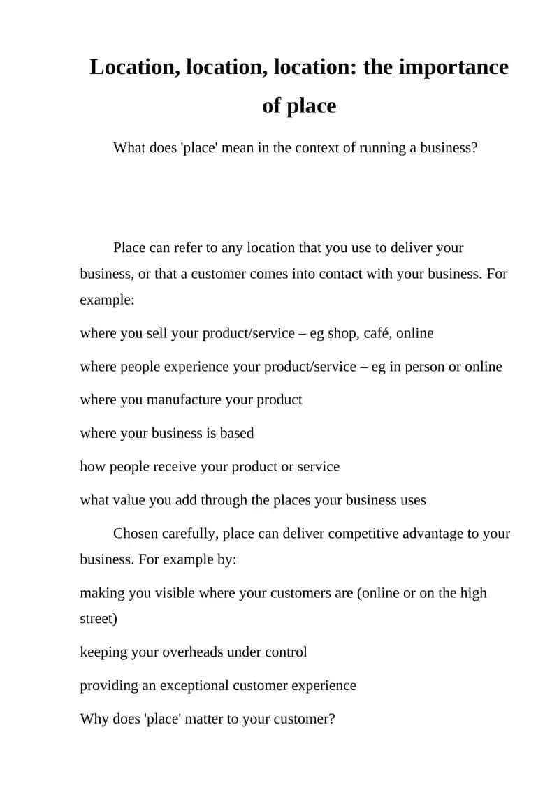 The importance of place in business