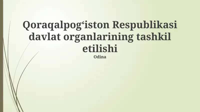Qoraqalpog‘iston Respublikasi Davlat Organlarining Tashkil Topishi