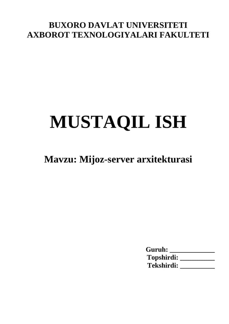 Mijoz-server arxitekturasi