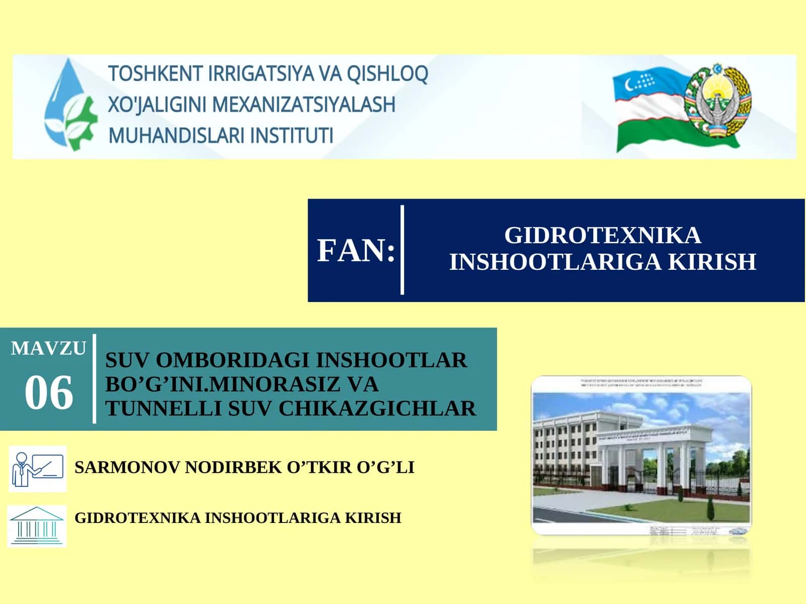 GIDROTEXNIKA INSHOOTLARIGA KIRISH