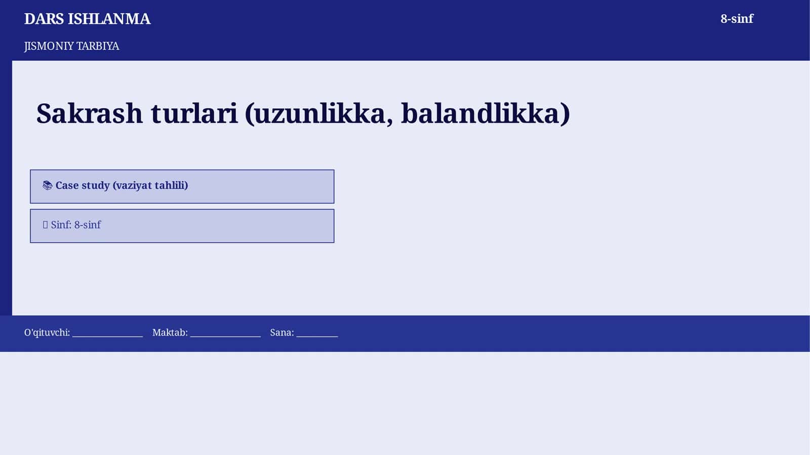Sakrash turlari (uzunlikka, balandlikka)