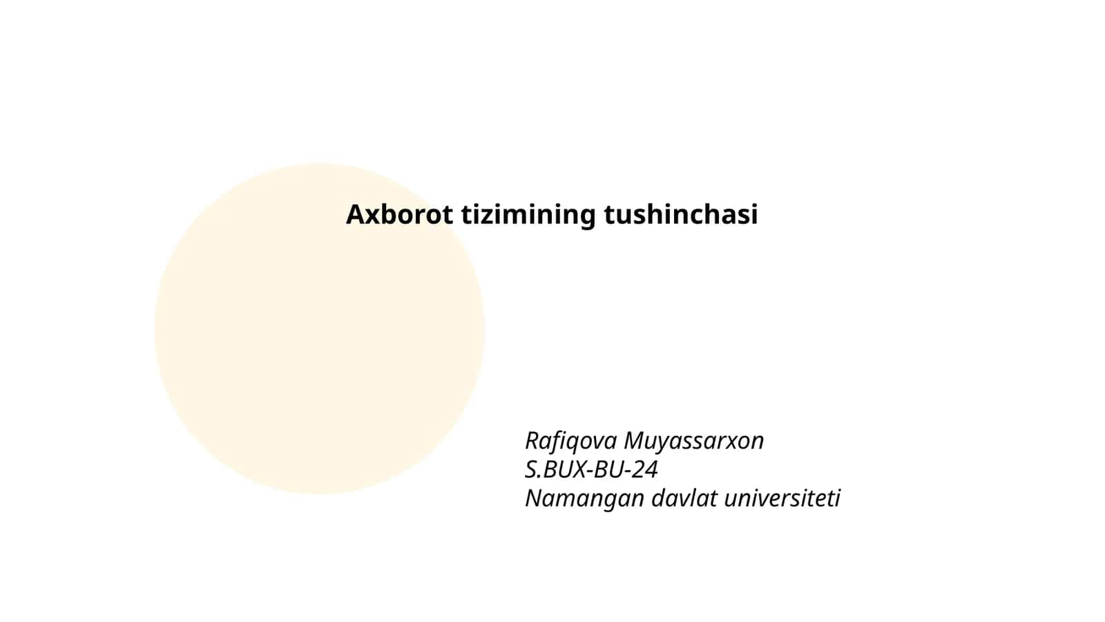 Axborot tizimining tushinchasi