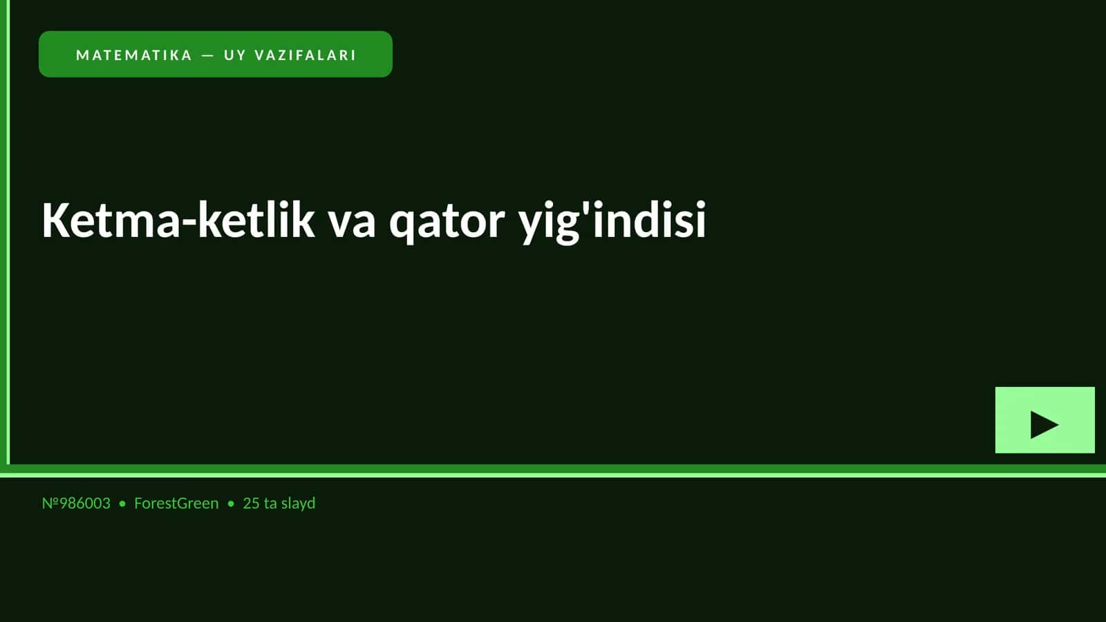 MATEMATIKA — UY VAZIFALARI