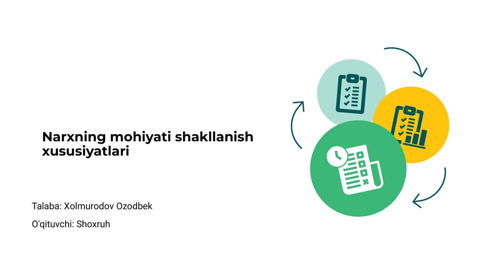 Narxning mohiyati shakllanish xususiyatlari