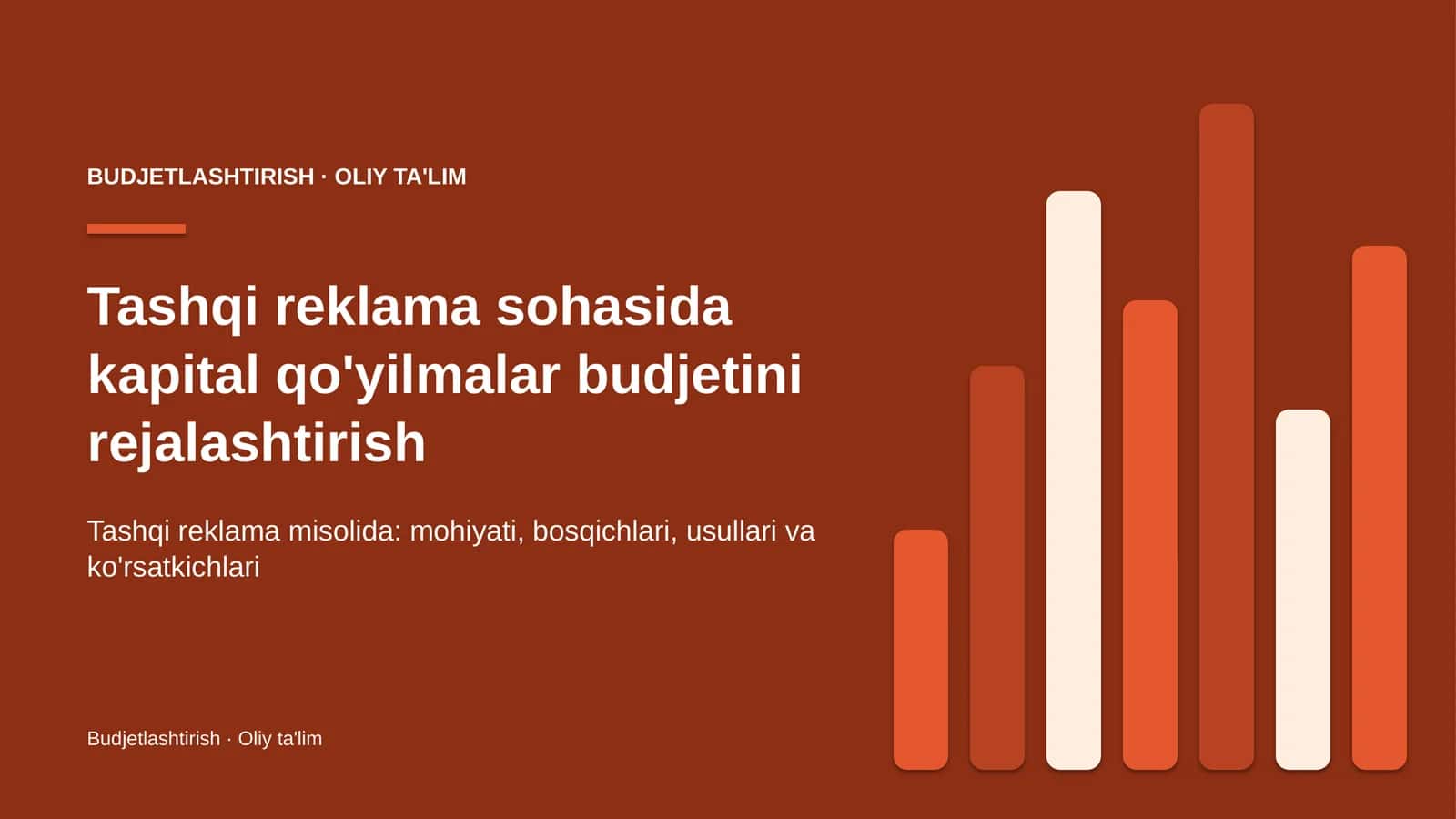 tashqi reklama sohasida kapital qo'yilmalar budjetini rejalashtirish 9188