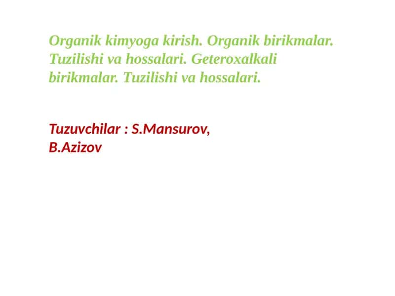Organik kimyoga kirish