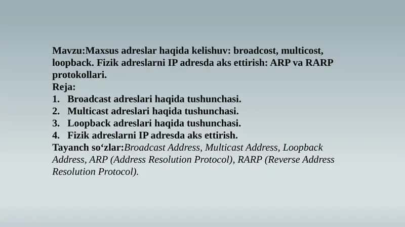 Maxsus adreslar