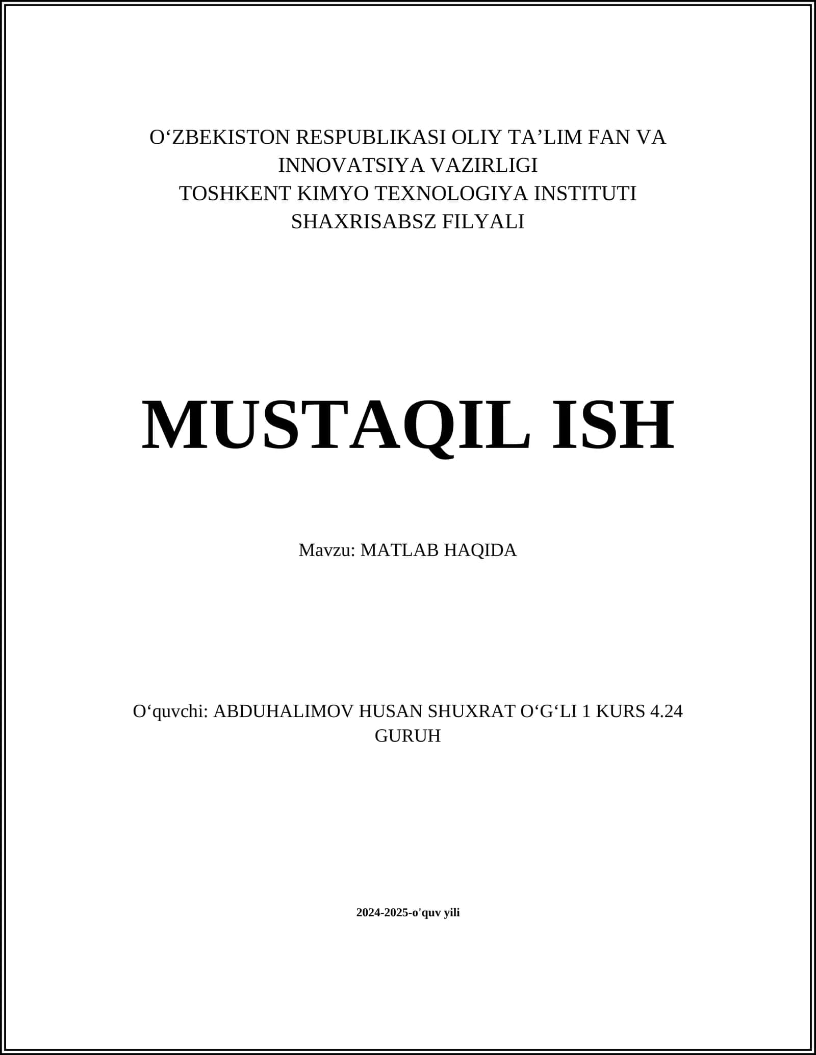 MATLAB HAQIDA