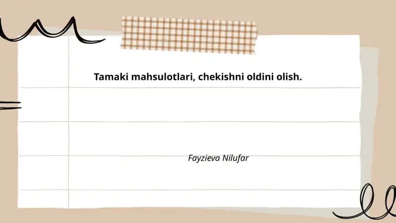 Tamaki mahsulotlari va chekishni oldini olish