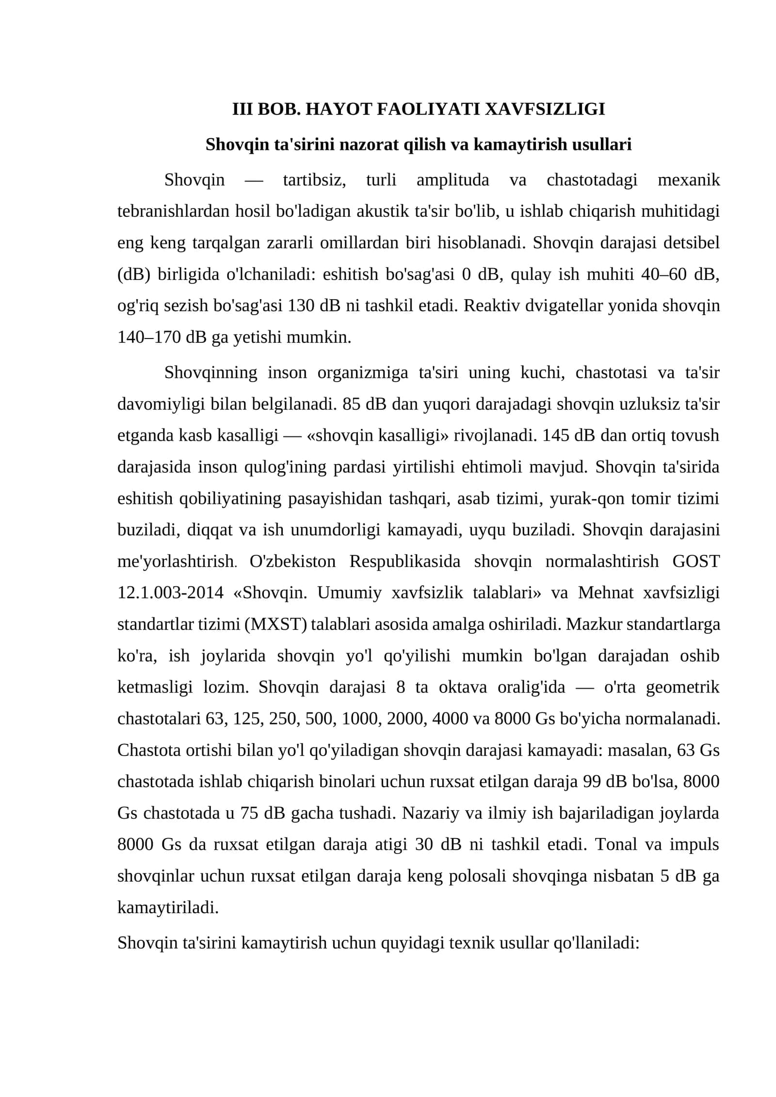 HAYOT FAOLIYATI XAVFSIZLIGI