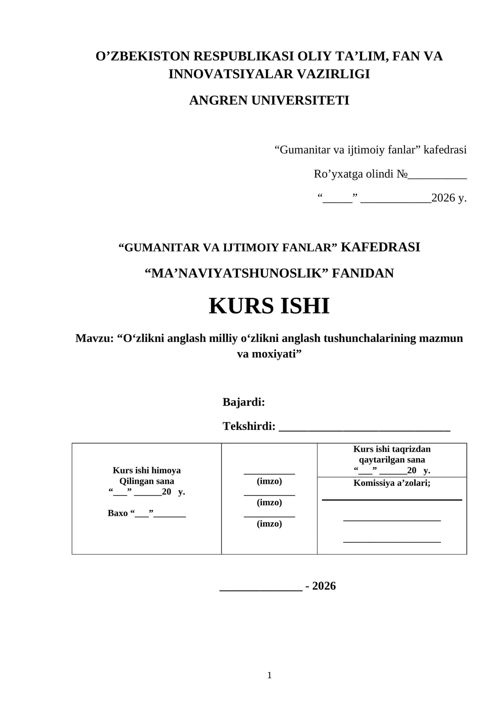O'zlikni anglash milliy o'zlikni anglash tushunchalarining mazmun va moxiyati