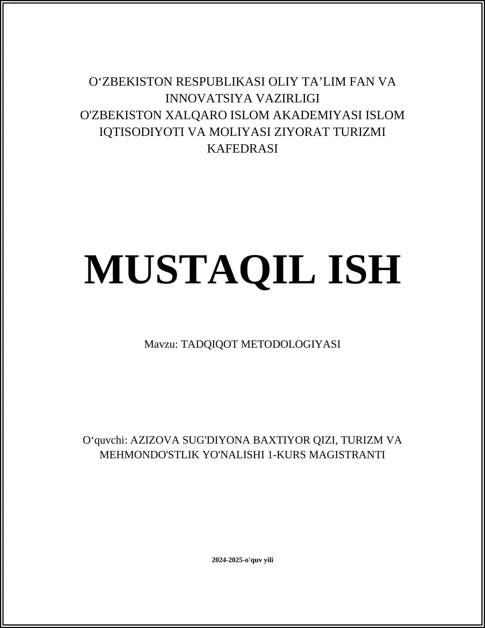 TADQIQOT METODOLOGIYASI