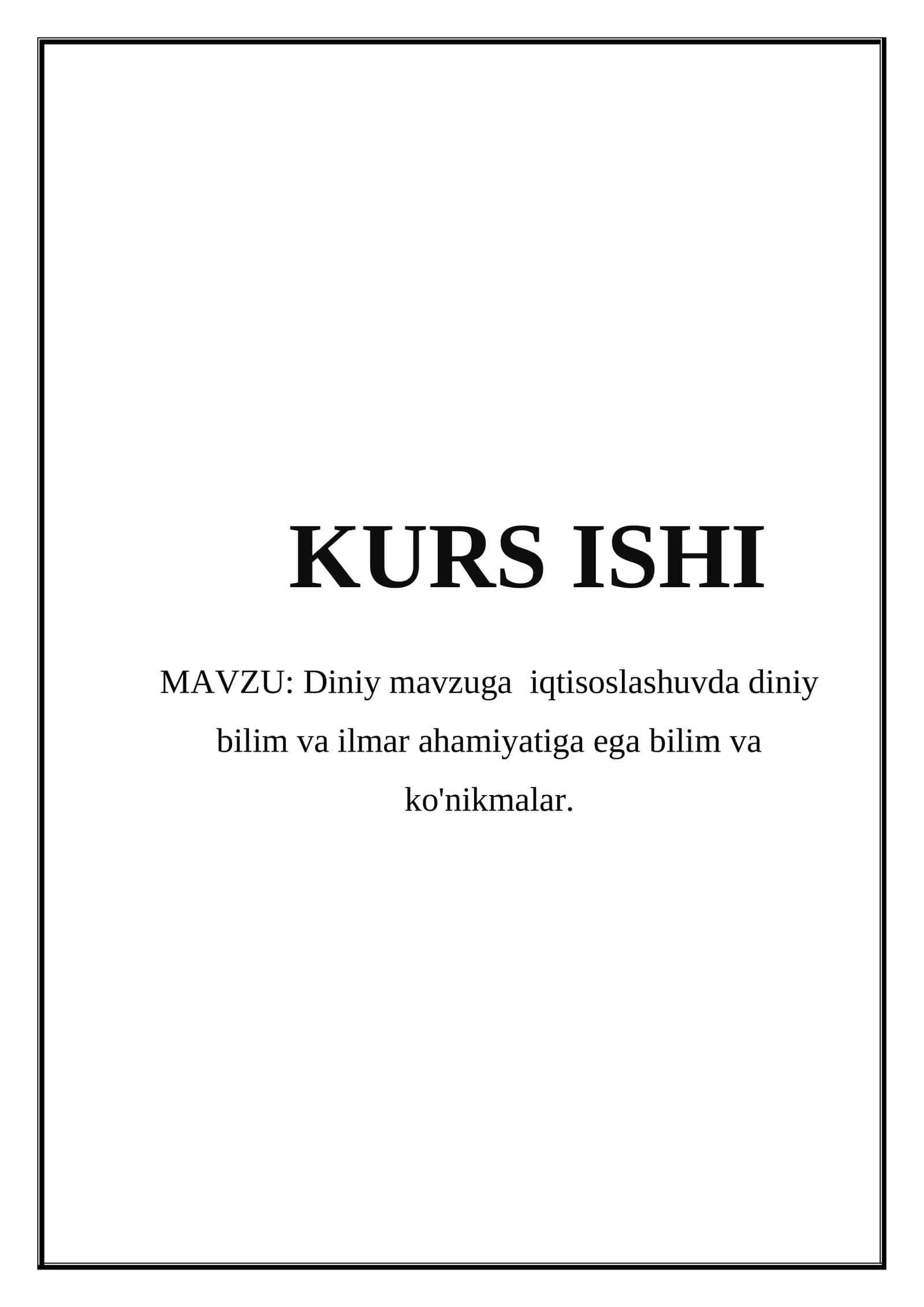 Diniy mavzuga iqtisoslashuvda diniy bilim va ilmar ahamiyatiga ega bilim va ko'nikmalar