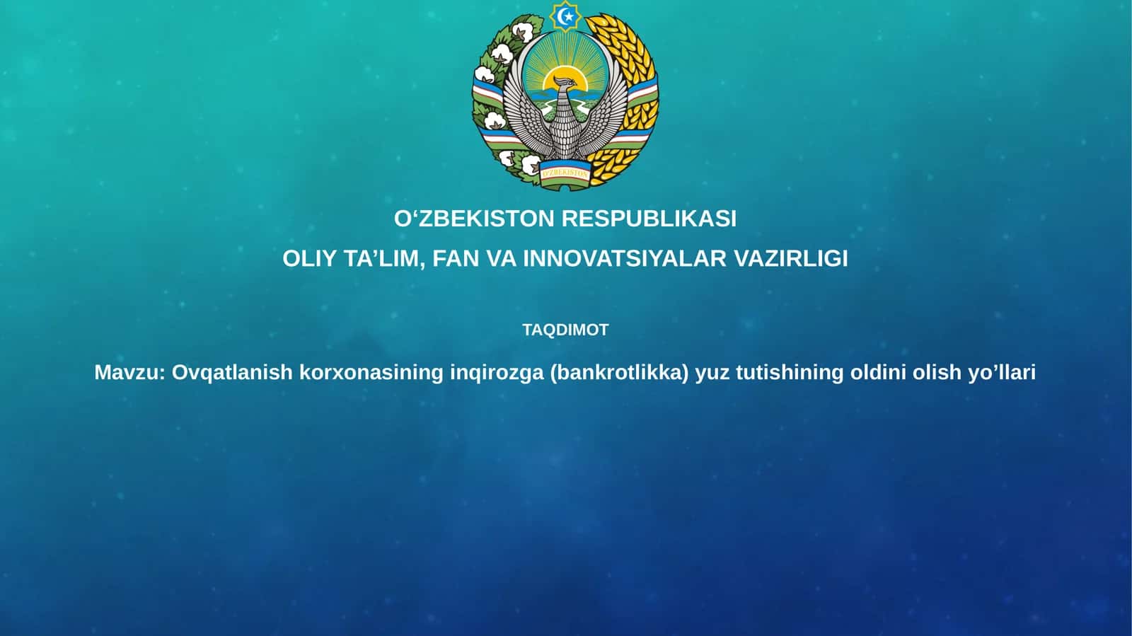 Ovqatlanish korxonasi inqirozga yuz tutishning oldini olish yo'llari