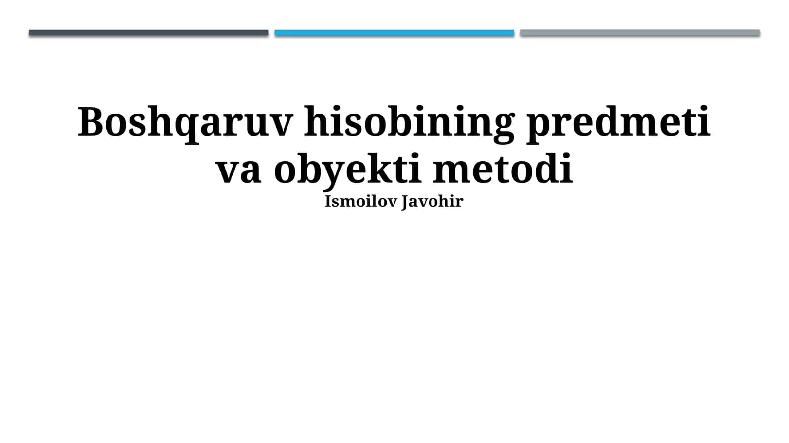 Menajment Buxgalteriya Hisobi Usullarining Ob'ekti