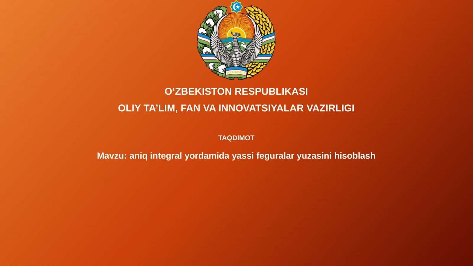 Aniqlangan Integral yordamida Yuzani Hisoblash Asoslari