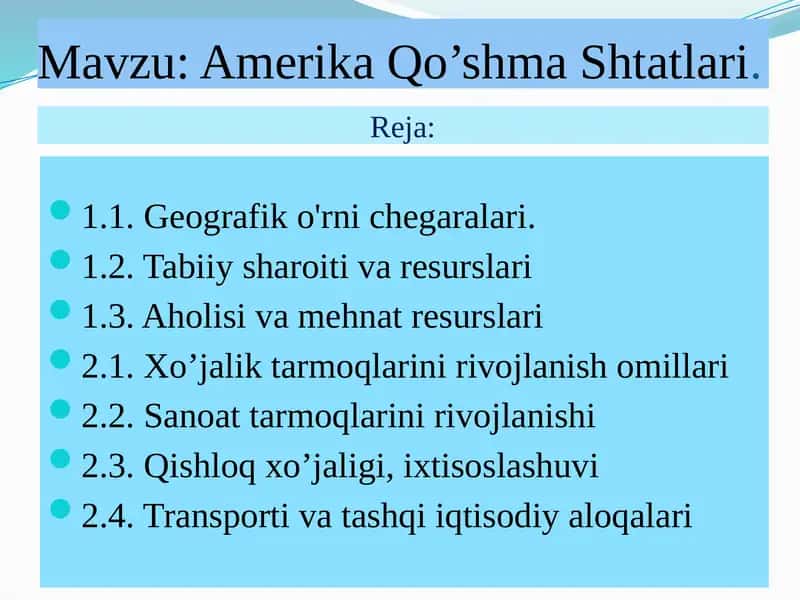 Amerika Qo’shma Shtatlari