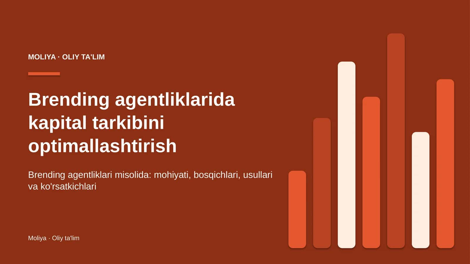 Brending agentliklarida kapital tarkibini optimallashtirish