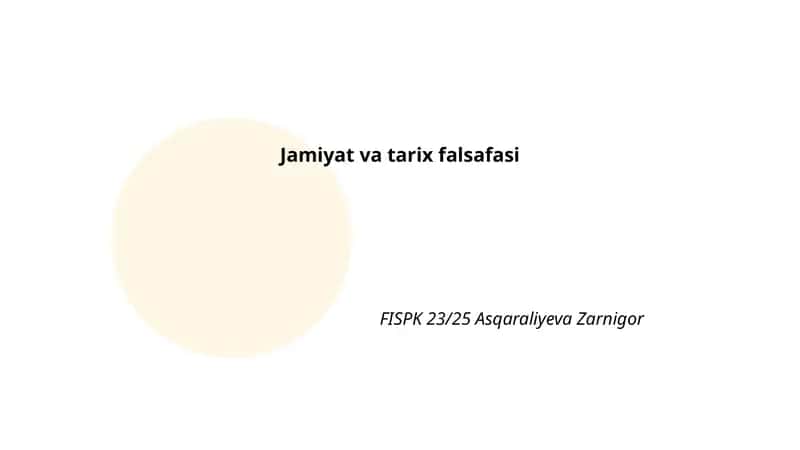 Jamiyat va tarix falsafasi