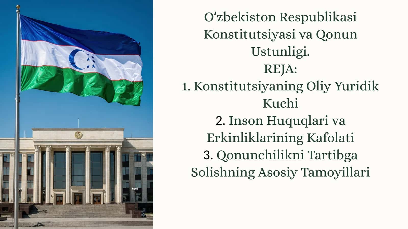 Oʻzbekiston Respublikasi Konstitutsiyasi va Qonun Ustunligi