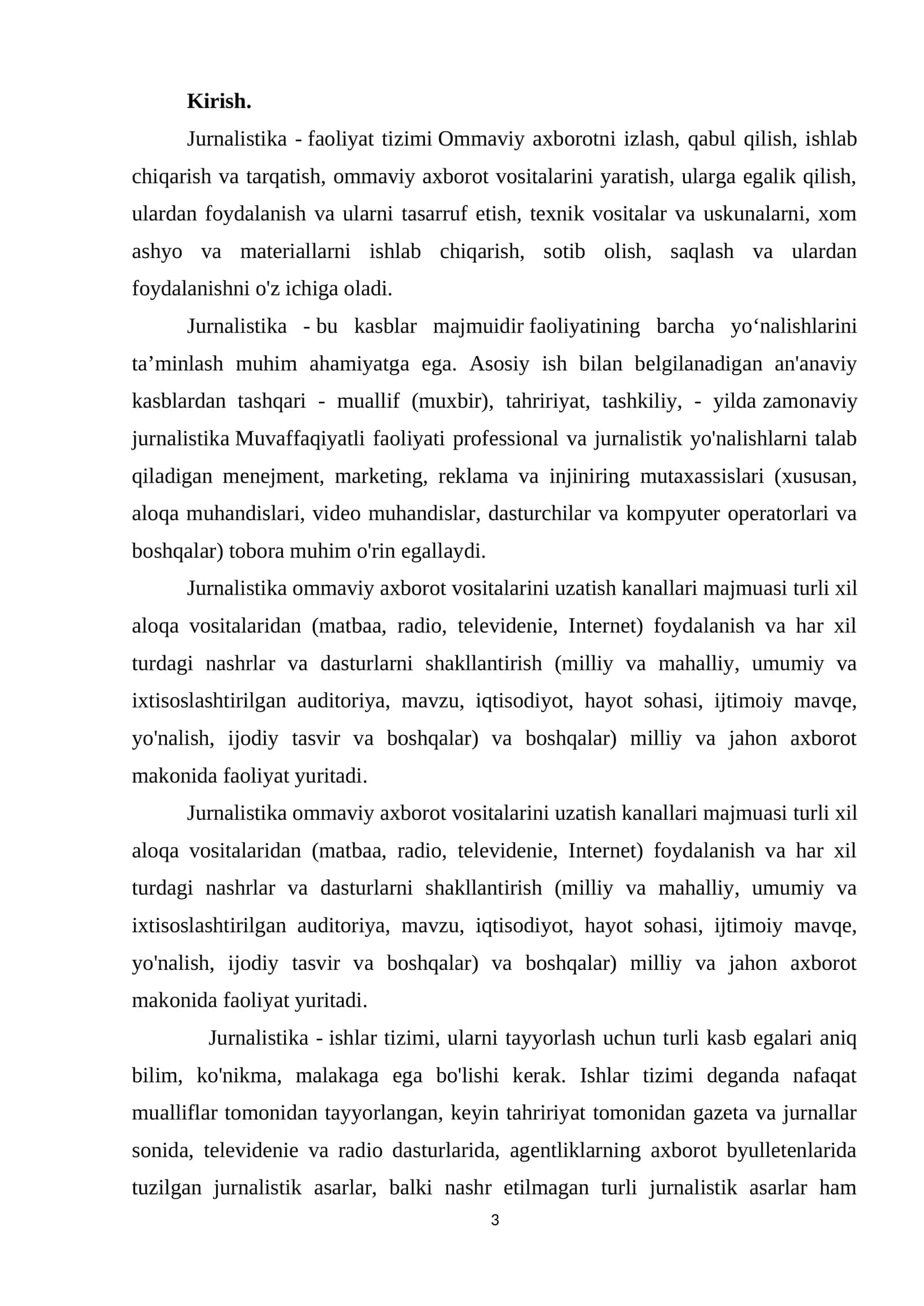 Jurnalistika -faoliyat tizimi