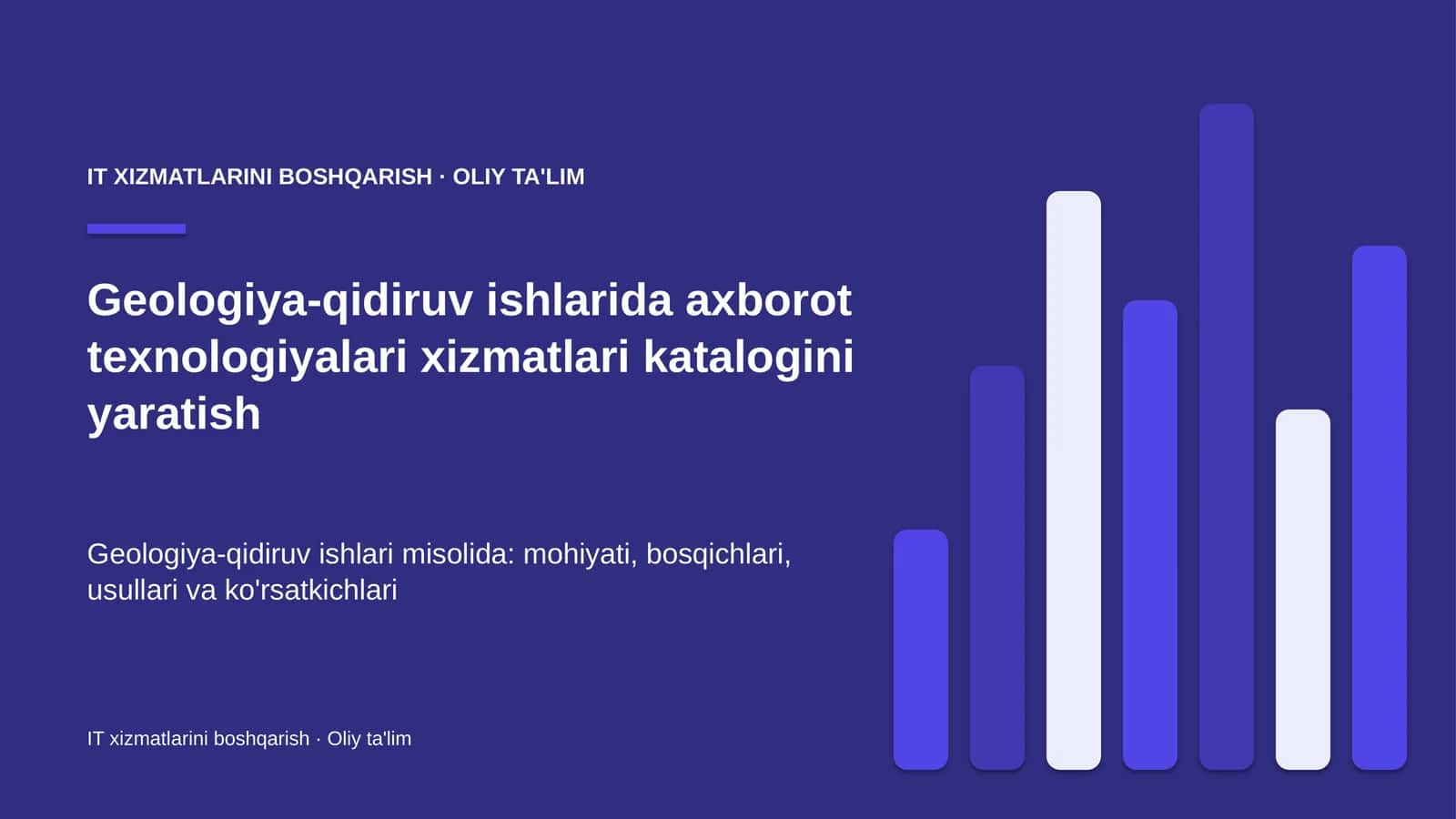Geologiya-qidiruv ishlarida axborot texnologiyalari xizmatlari katalogini yaratish