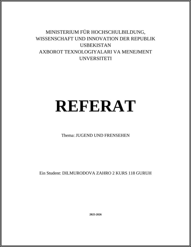 JUGEND UND FRENSEHEN