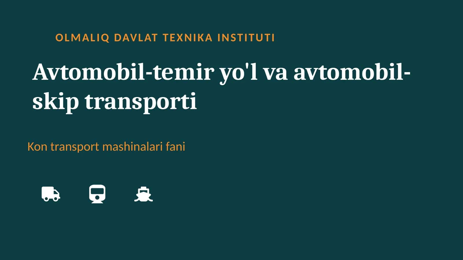 Kon transport mashinalari fani