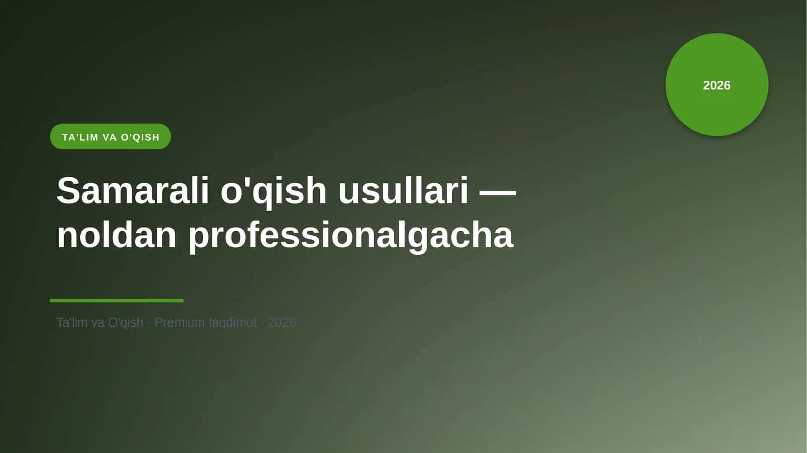 Samarali o'qish usullari — noldan professionalgacha