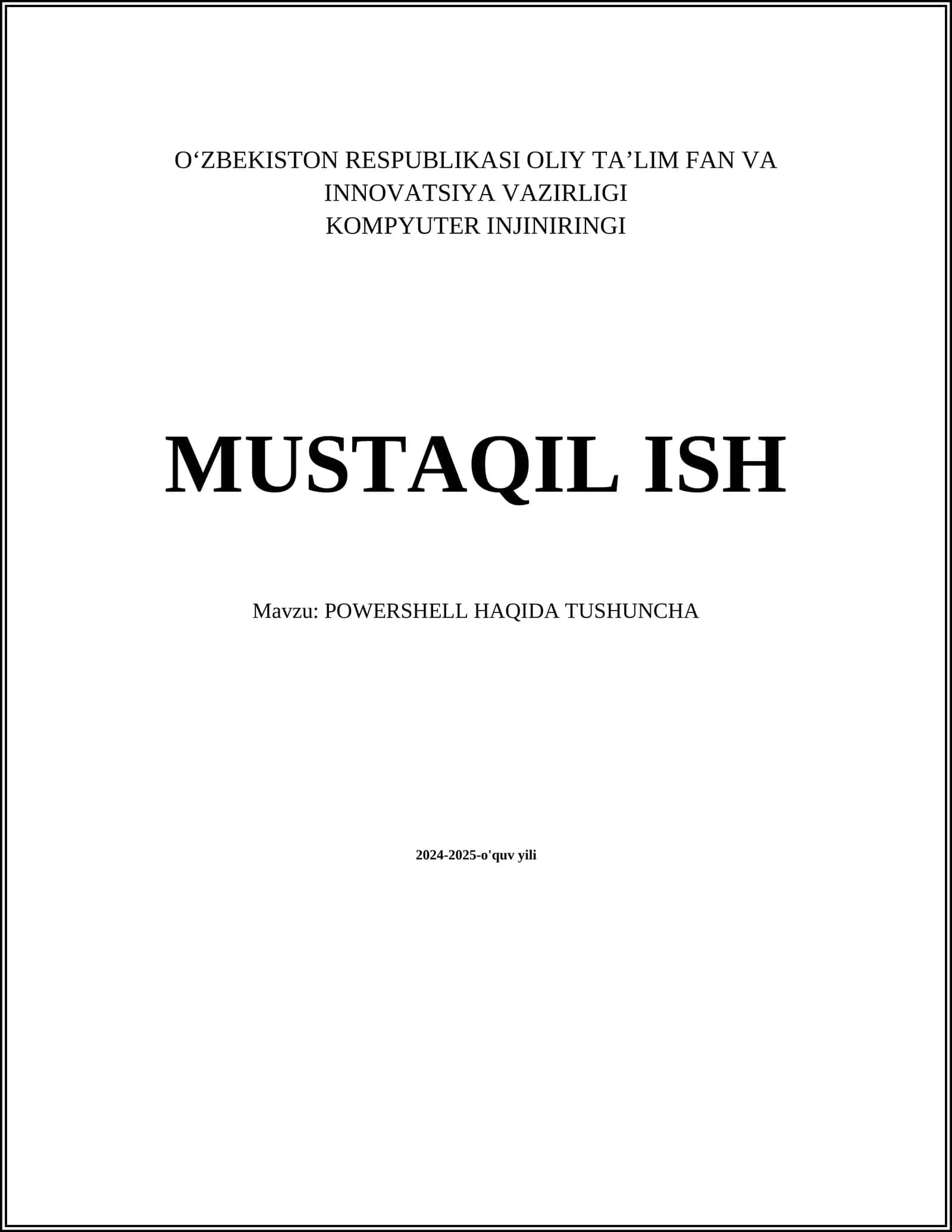 POWERSHELL HAQIDA TUSHUNCHA