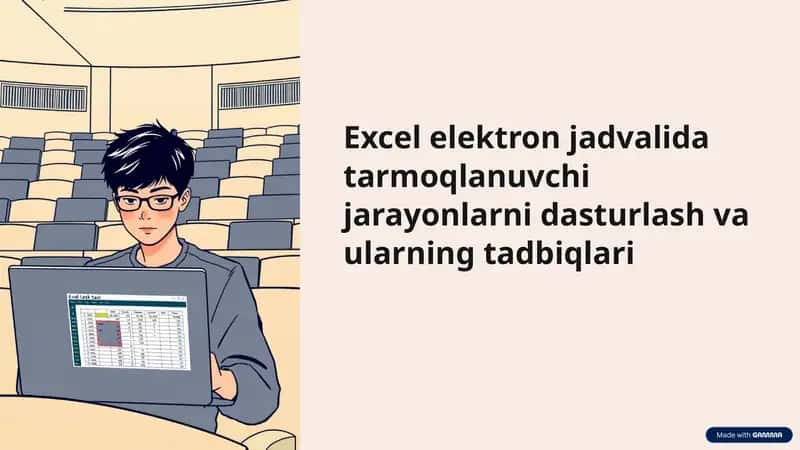 Microsoft Excel Excel elektron jadvalida tarmoqlanuvchi jarayonlarni dasturlash va ularning tadbiqlari