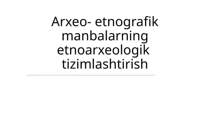 Etnoarxeologik tizimlashtirish