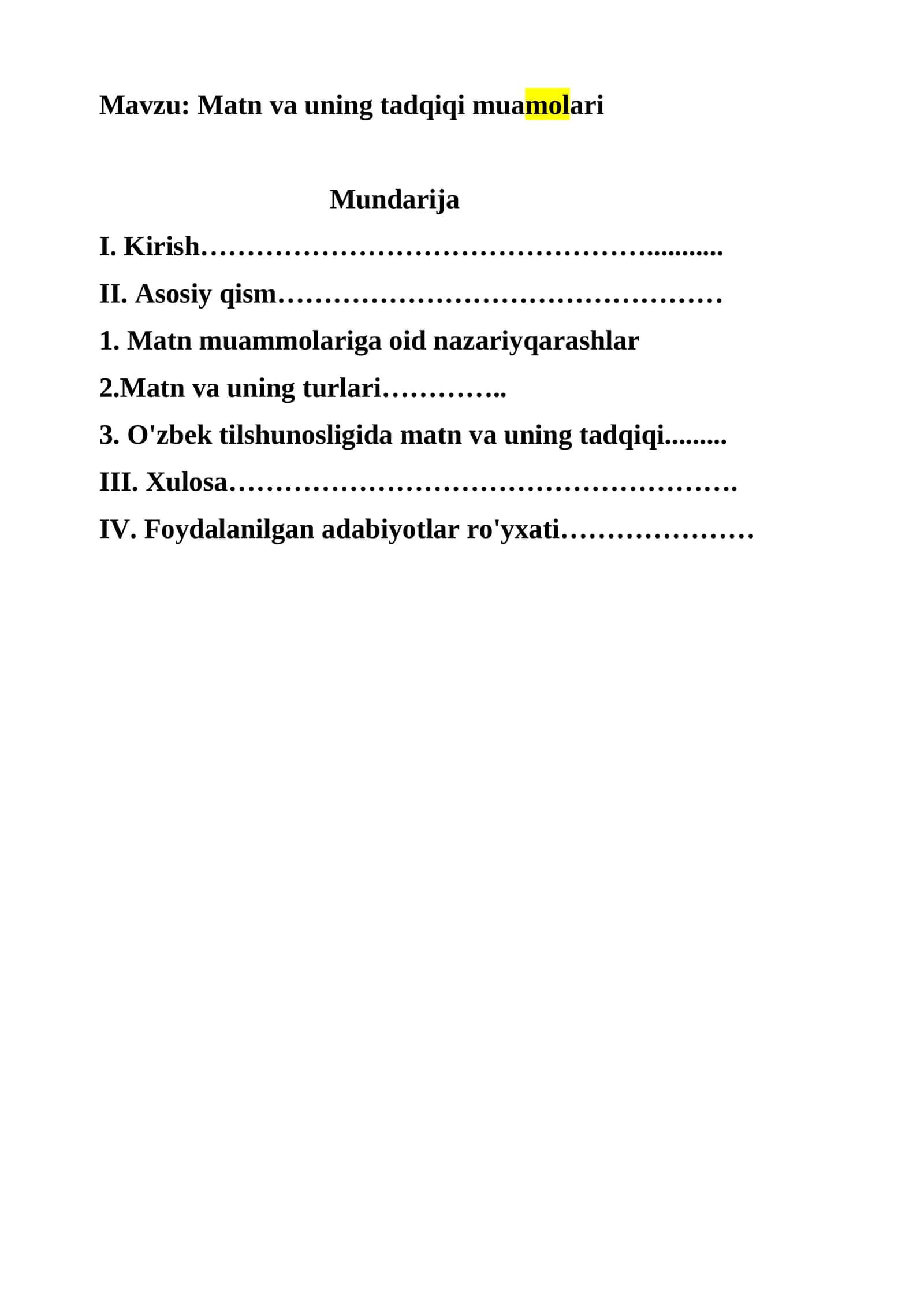 Matn va uning tadqiqi muammolari