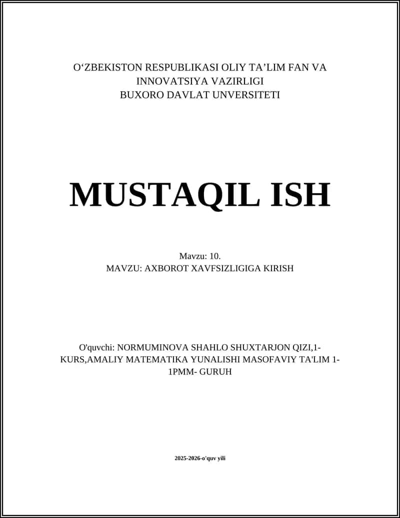 Axborot Xavfsizligi