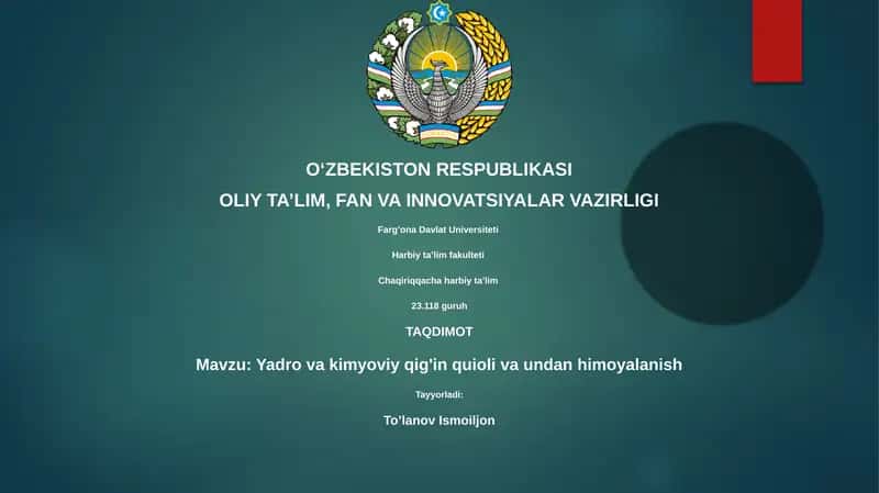 Yadro va kimyoviy qig'in quioli va undan himoyalanish