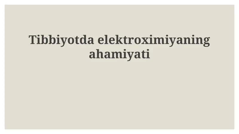 Elektrokimyo Tibbiyotda