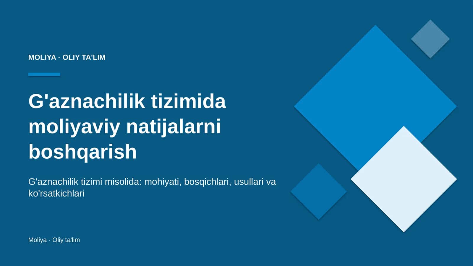 G'aznachilik tizimida moliyaviy natijalarni boshqarish