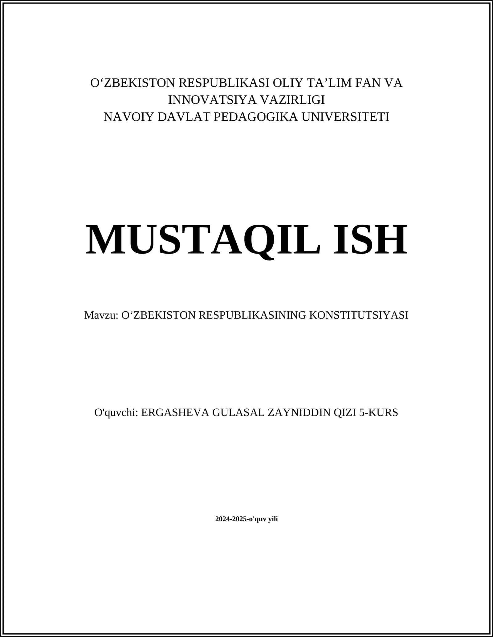 OʻZBEKISTON RESPUBLIKASINING KONSTITUTSIYASI