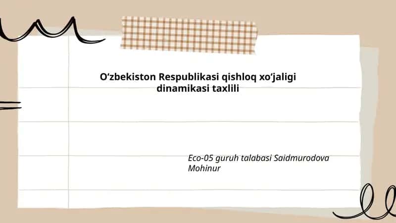Oʻzbekiston Respublikasi qishloq xoʻjaligi dinamikasi taxlili