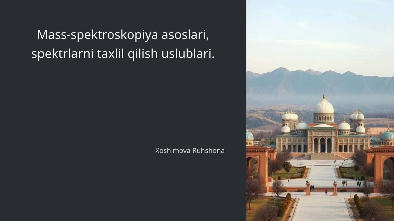 Mass-spektroskopiya asoslari, spektrlarni taxlil qilish uslublari
